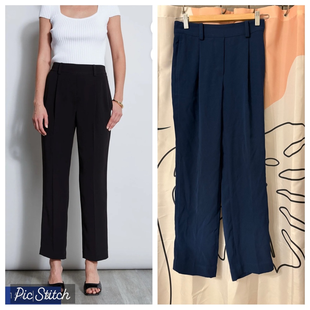 Elie Tahari Pleated Straight Leg Pull On Pants
